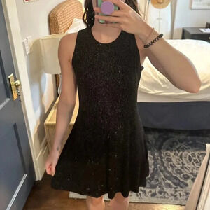 Vintage Black Sparkle Skater Mini Dress